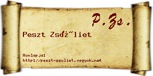 Peszt Zsüliet névjegykártya